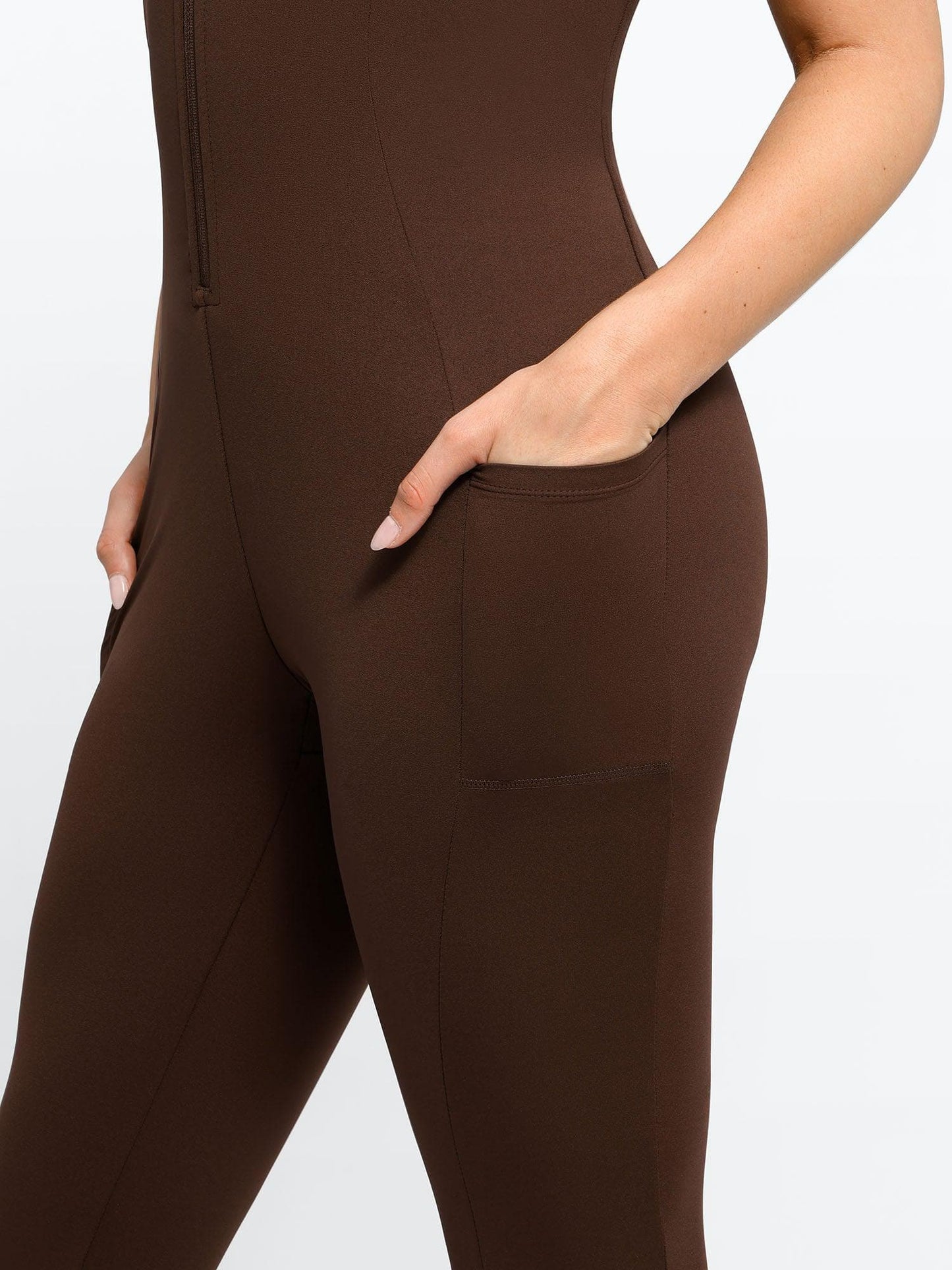 Combinaison Shapewear sans manches avec fermeture éclair sur le devant