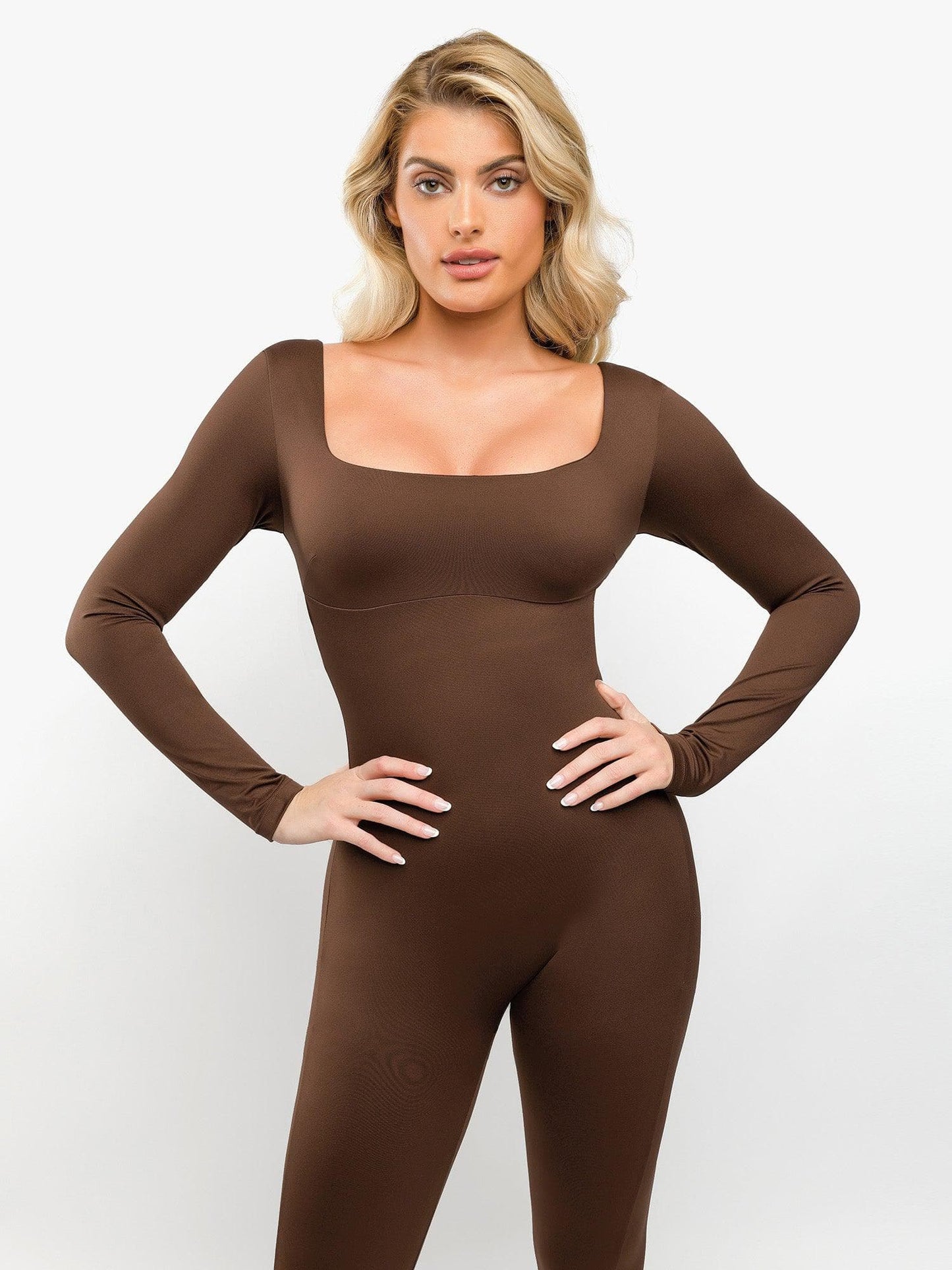 The Shapewear Jumpsuit Square-Neck One Piece Long Sleeve