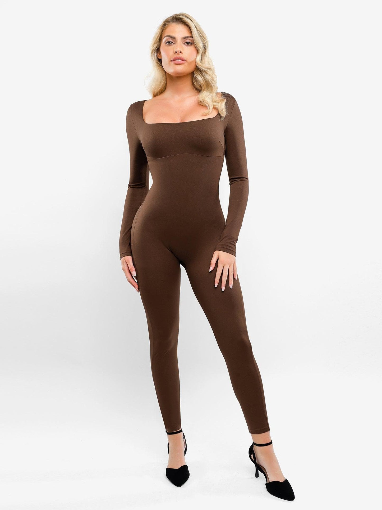 The Shapewear Jumpsuit Square-Neck One Piece Long Sleeve