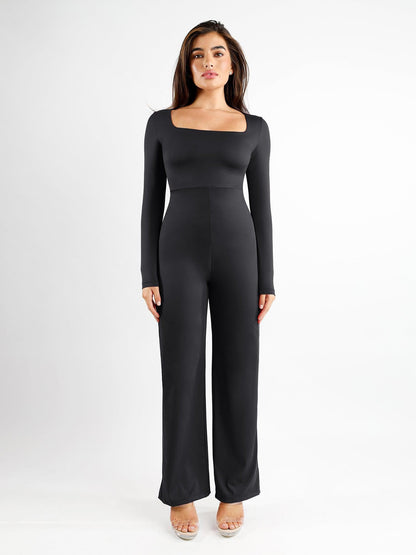 The Shapewear Jumpsuit Square Neck Wide-Leg Long Sleeve
