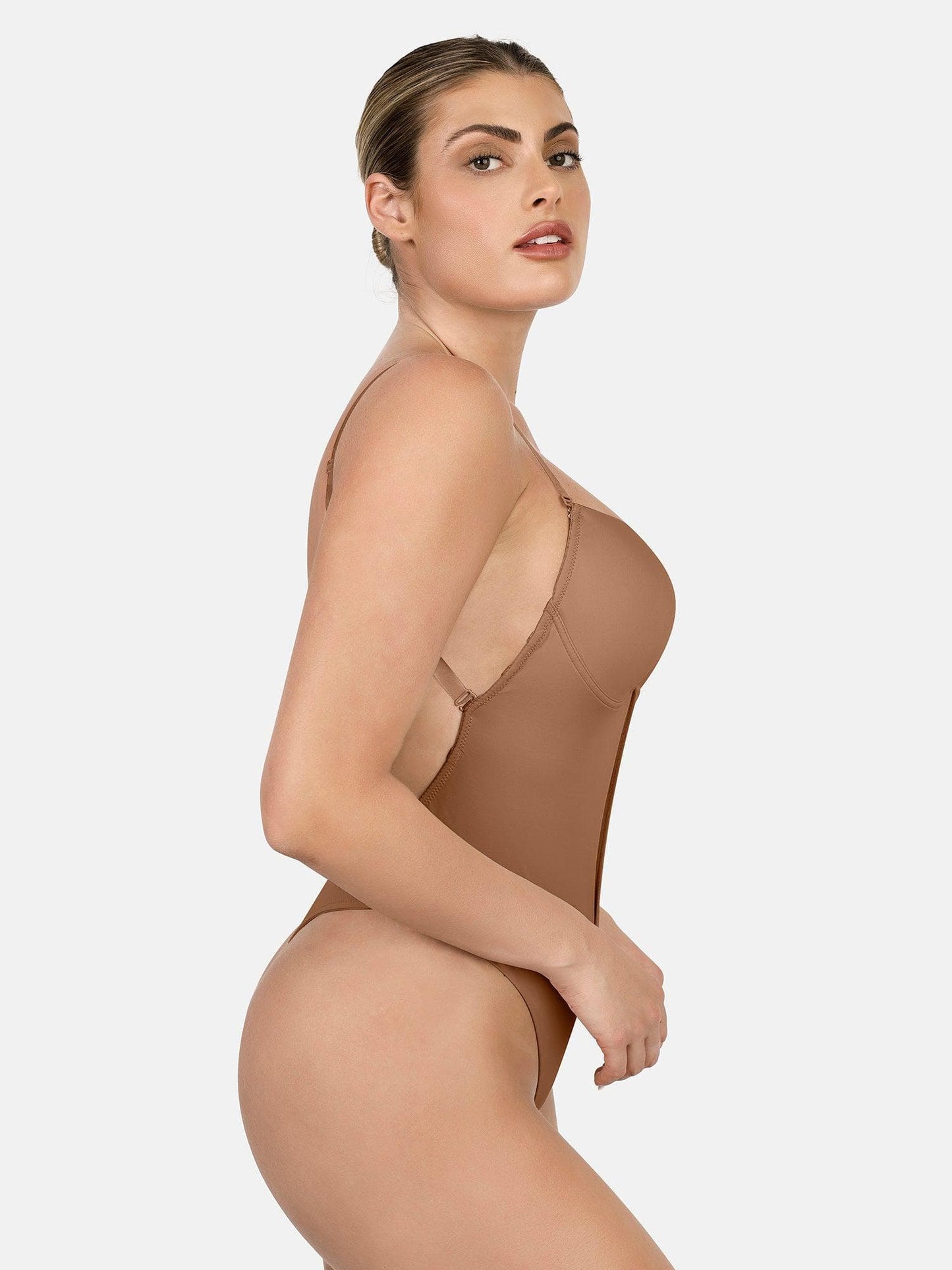 Strapless U Plunge Thong Bodysuit Backless Bra