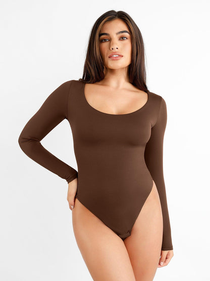 The Shapewear Bodysuit CloudSense Seamless Scoop-Neck Long-Sleeve