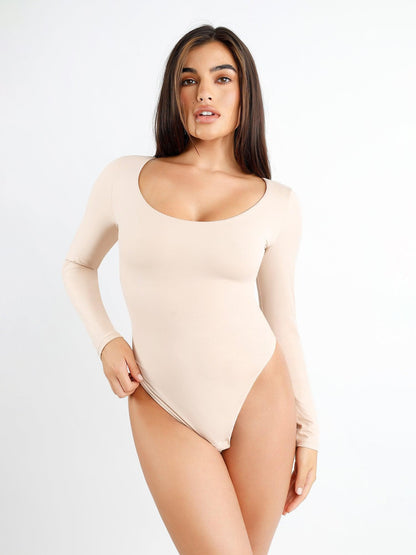 The Shapewear Bodysuit CloudSense Seamless Scoop-Neck Long-Sleeve