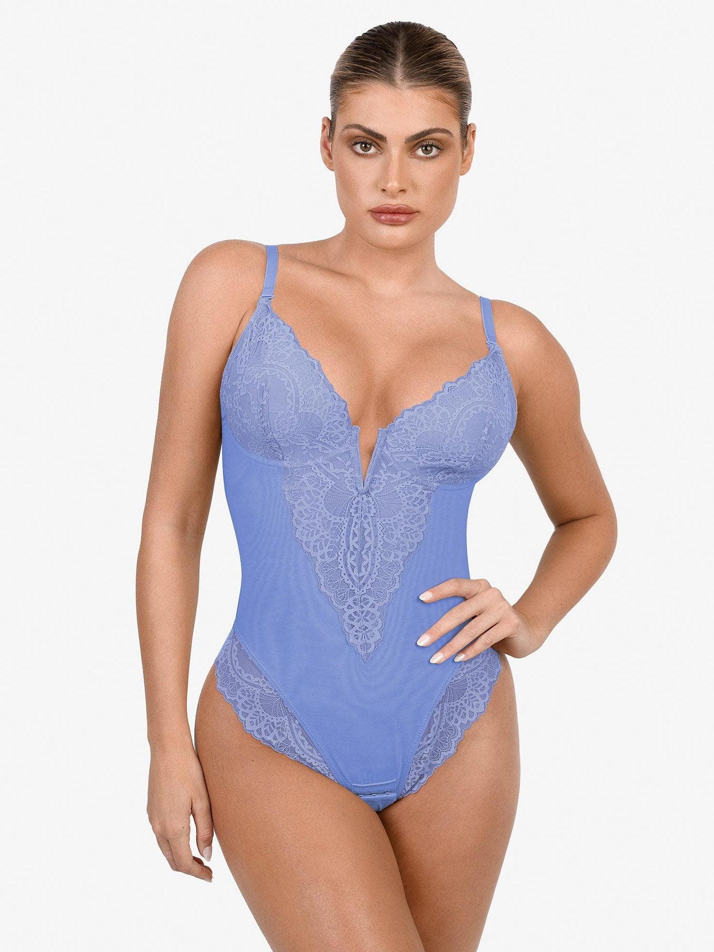 The Shapewear Bodysuit Deep-V Neck Lace Thong