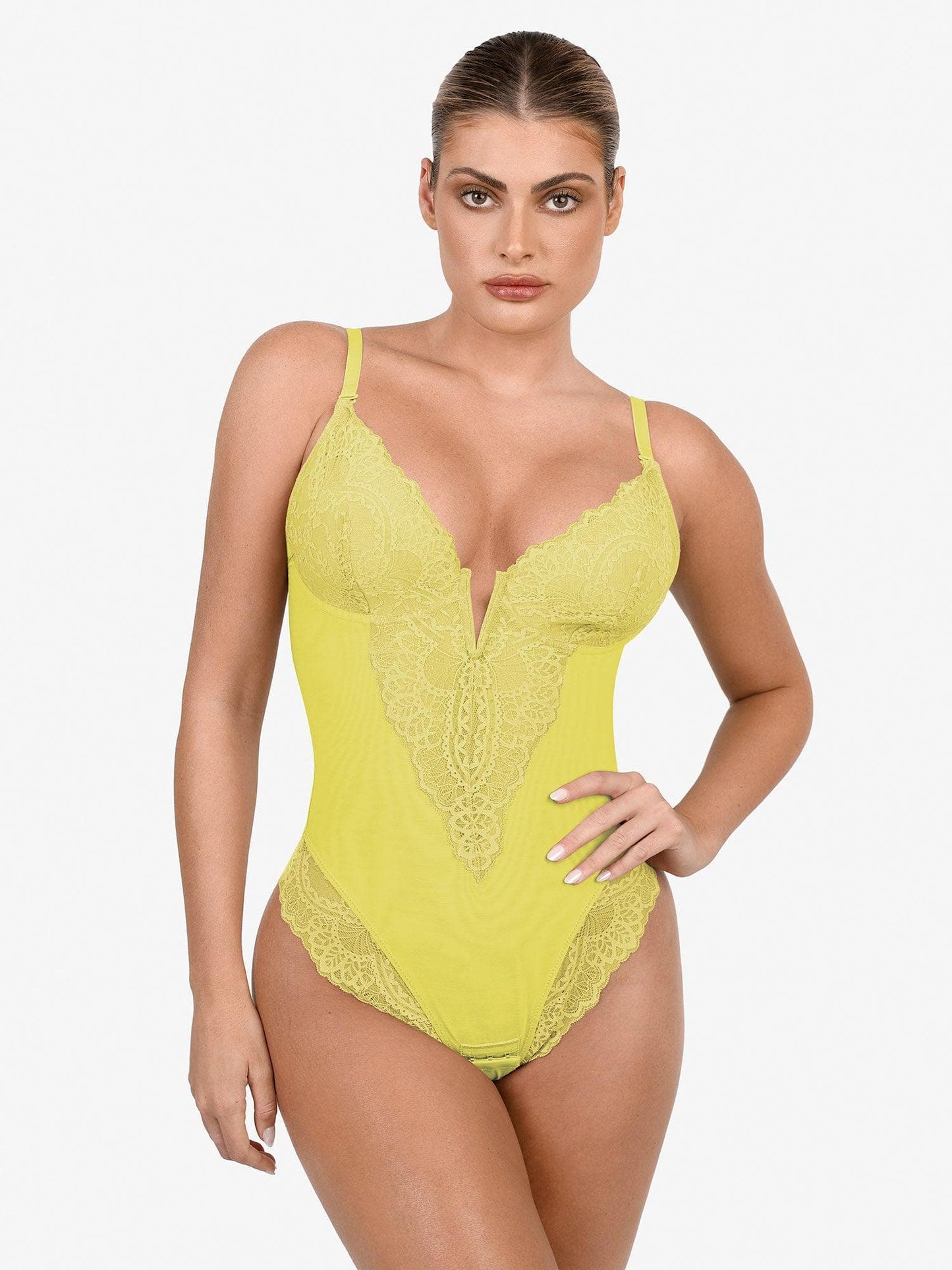 The Shapewear Bodysuit Deep-V Neck Lace Thong