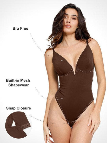 Body Shapewear à décolleté en V profond et string dos nu