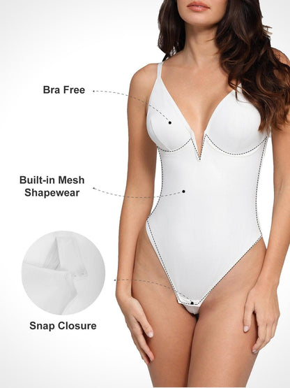 Body Shapewear à décolleté en V profond et string dos nu
