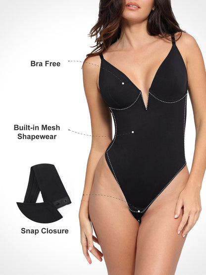 Body Shapewear à décolleté en V profond et string dos nu