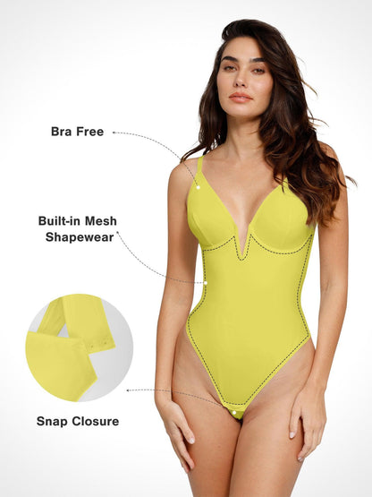 Body Shapewear à décolleté en V profond et string dos nu