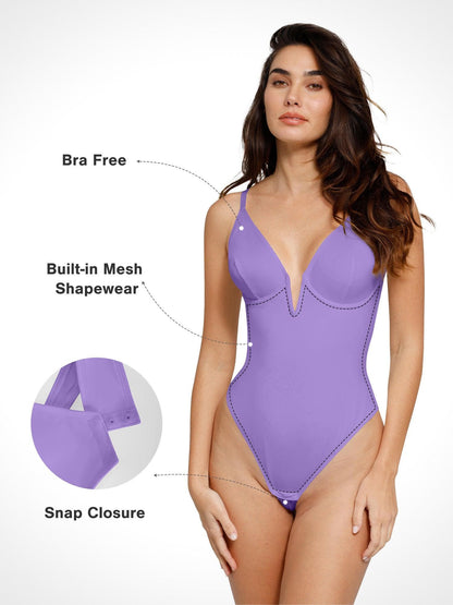 Body Shapewear à décolleté en V profond et string dos nu