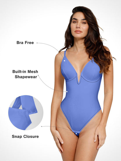 Body Shapewear à décolleté en V profond et string dos nu