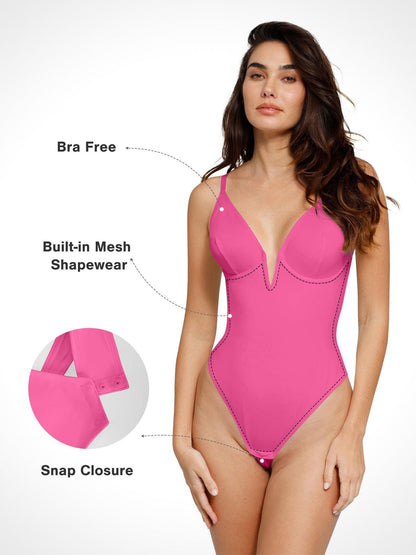 Body Shapewear à décolleté en V profond et string dos nu
