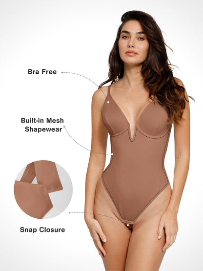 Body Shapewear à décolleté en V profond et string dos nu