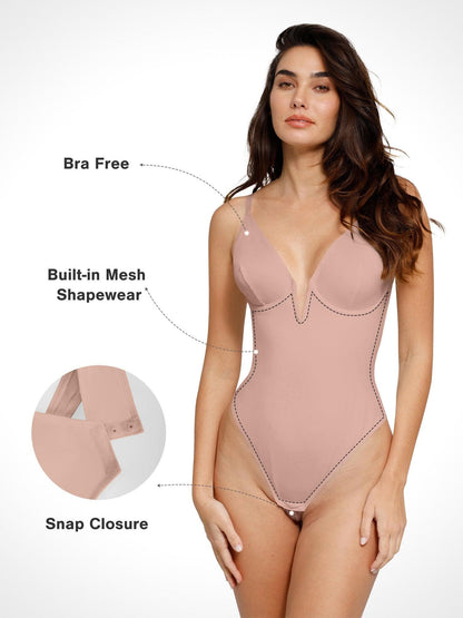 Body Shapewear à décolleté en V profond et string dos nu