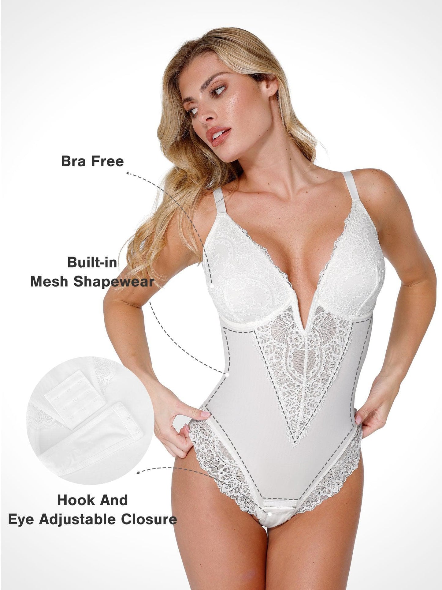 The Shapewear Bodysuit Full Coverage Alluring Plunge Lace