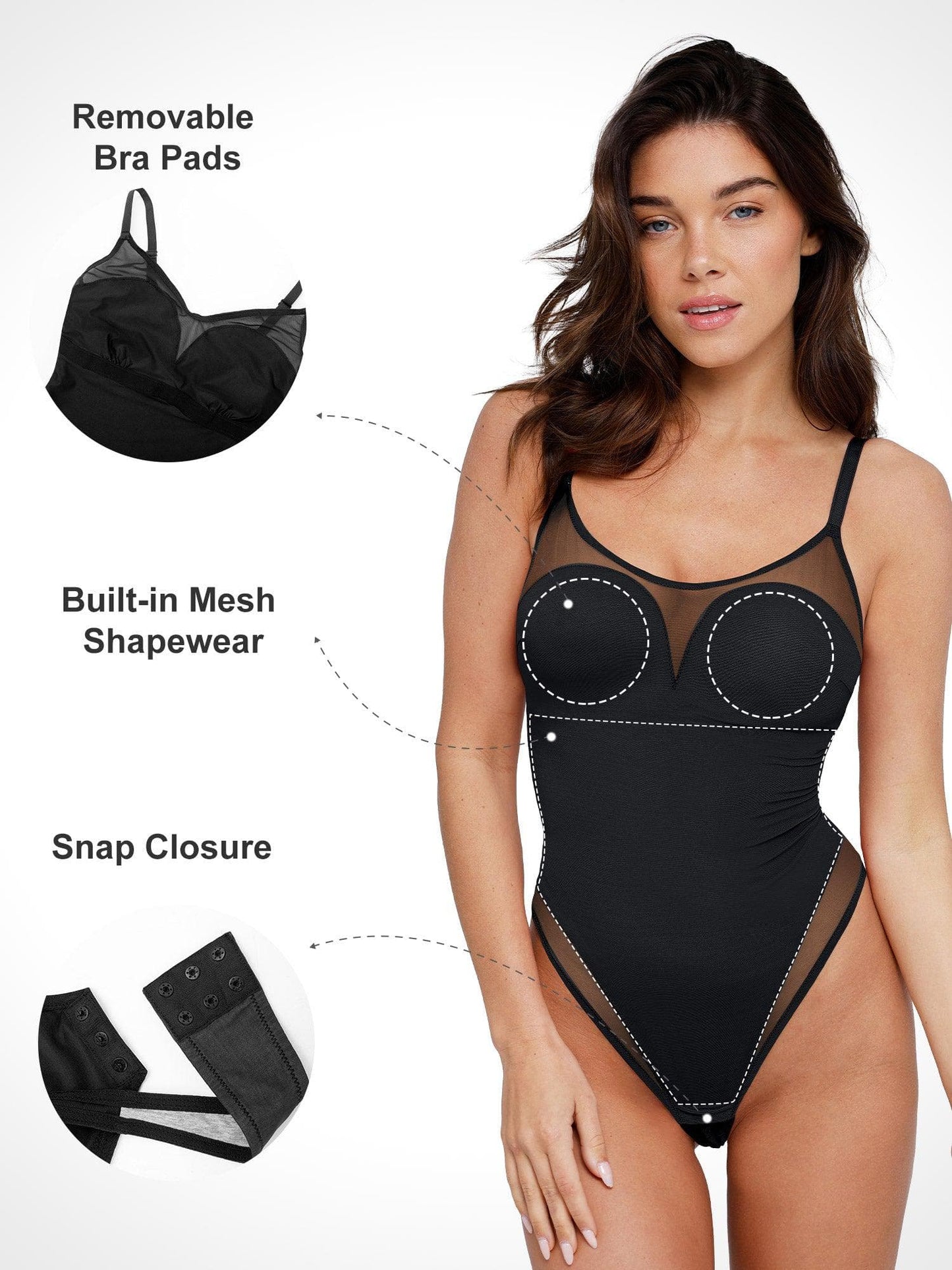 The Shapewear Bodysuit Sheer Mesh Slip Thong