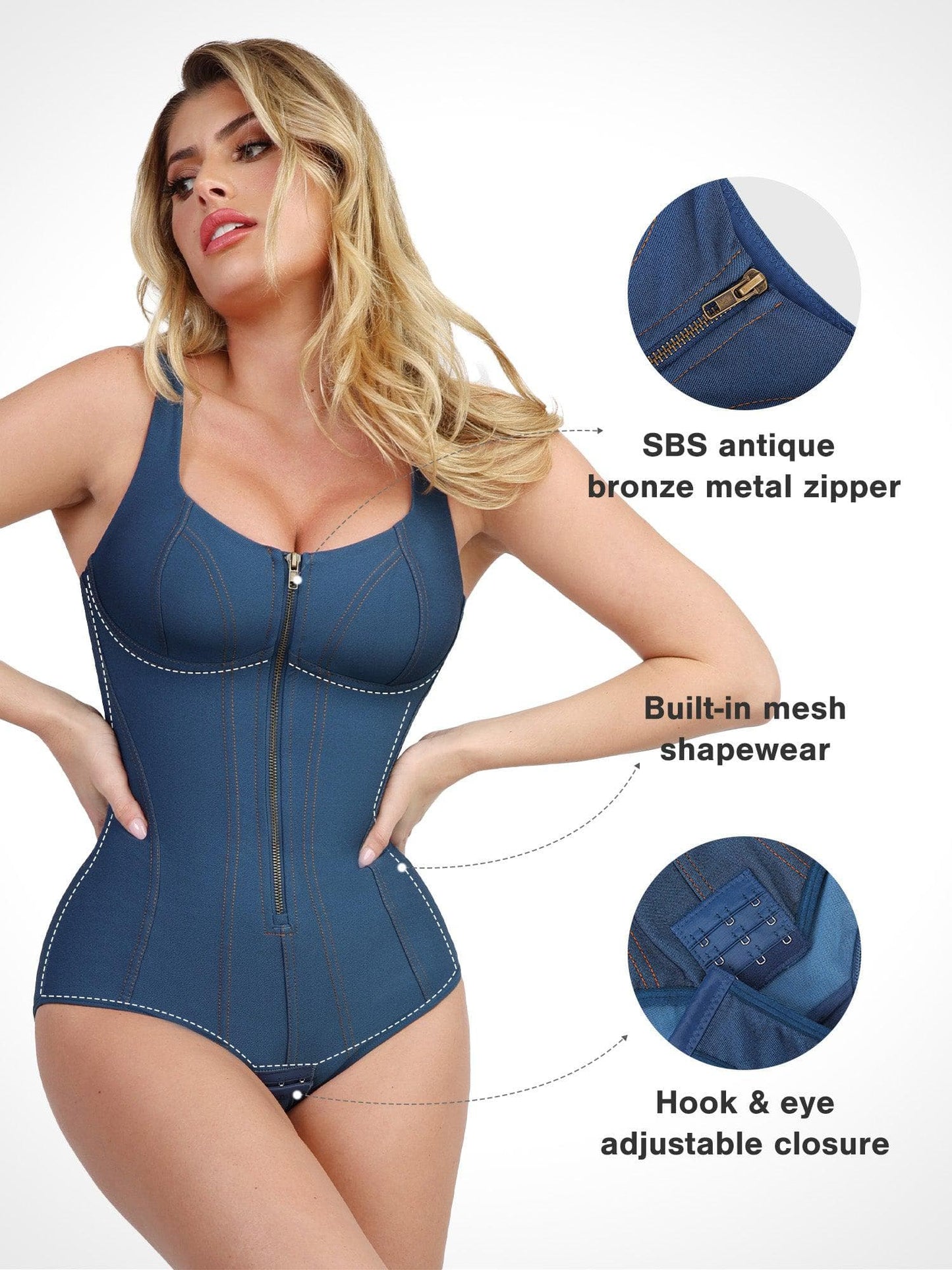 The Shapewear Bodysuit Tummy Control Denim