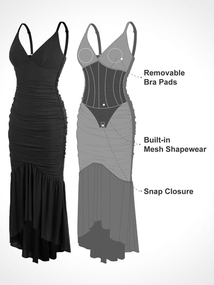 La robe Shapewear Bluetag - Robe longue en maille transparente froncée rafraîchissante