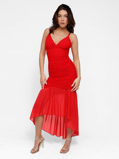 La robe Shapewear Bluetag - Robe longue en maille transparente froncée rafraîchissante