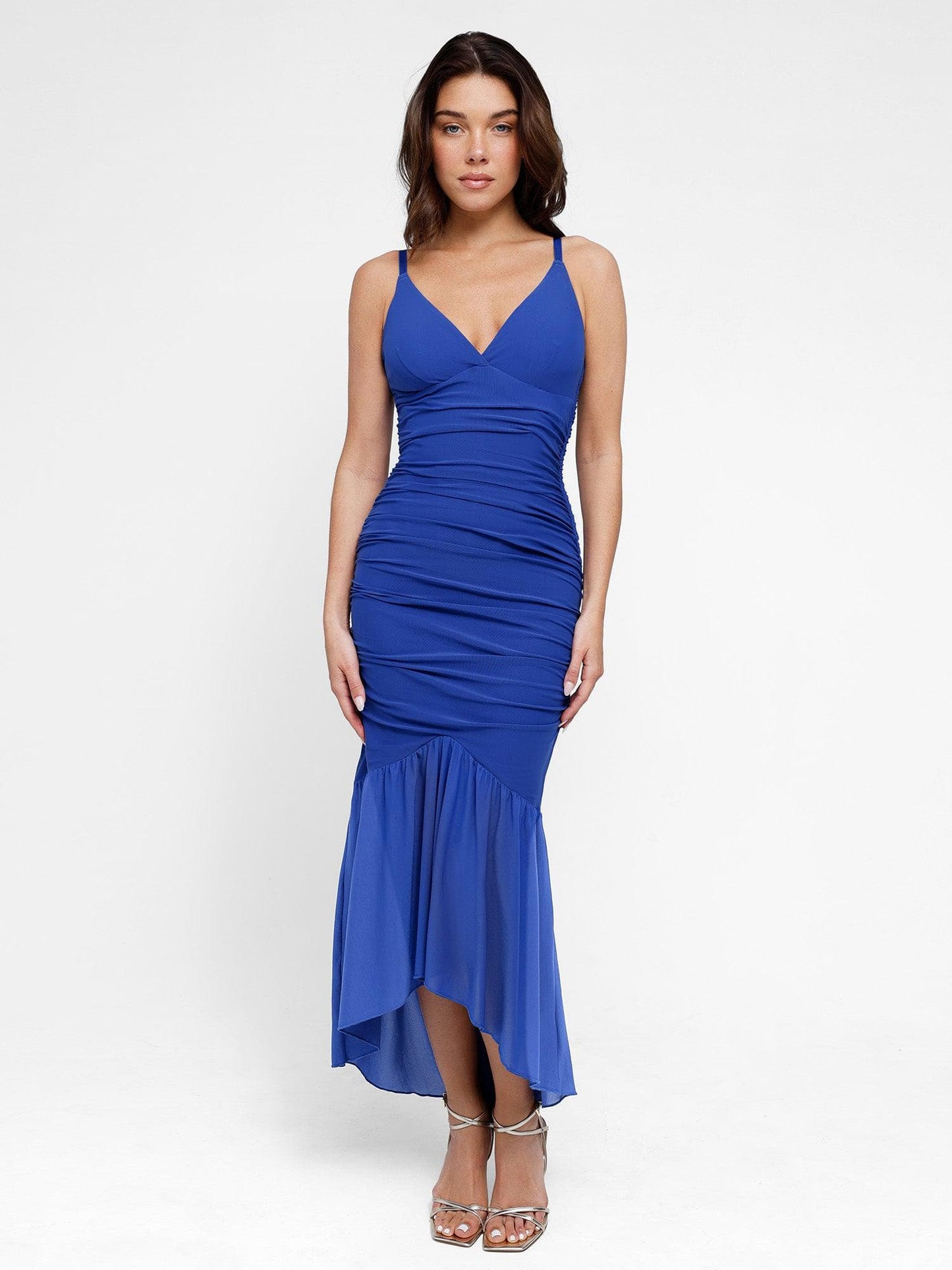 Das Shapewear-Kleid Bluetag Cooling Ruched Sheer Mesh Maxi