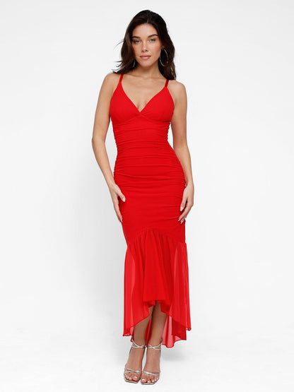 La robe Shapewear Bluetag - Robe longue en maille transparente froncée rafraîchissante