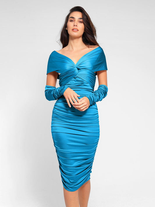 The Shapewear Dress Ruched Shine Midi