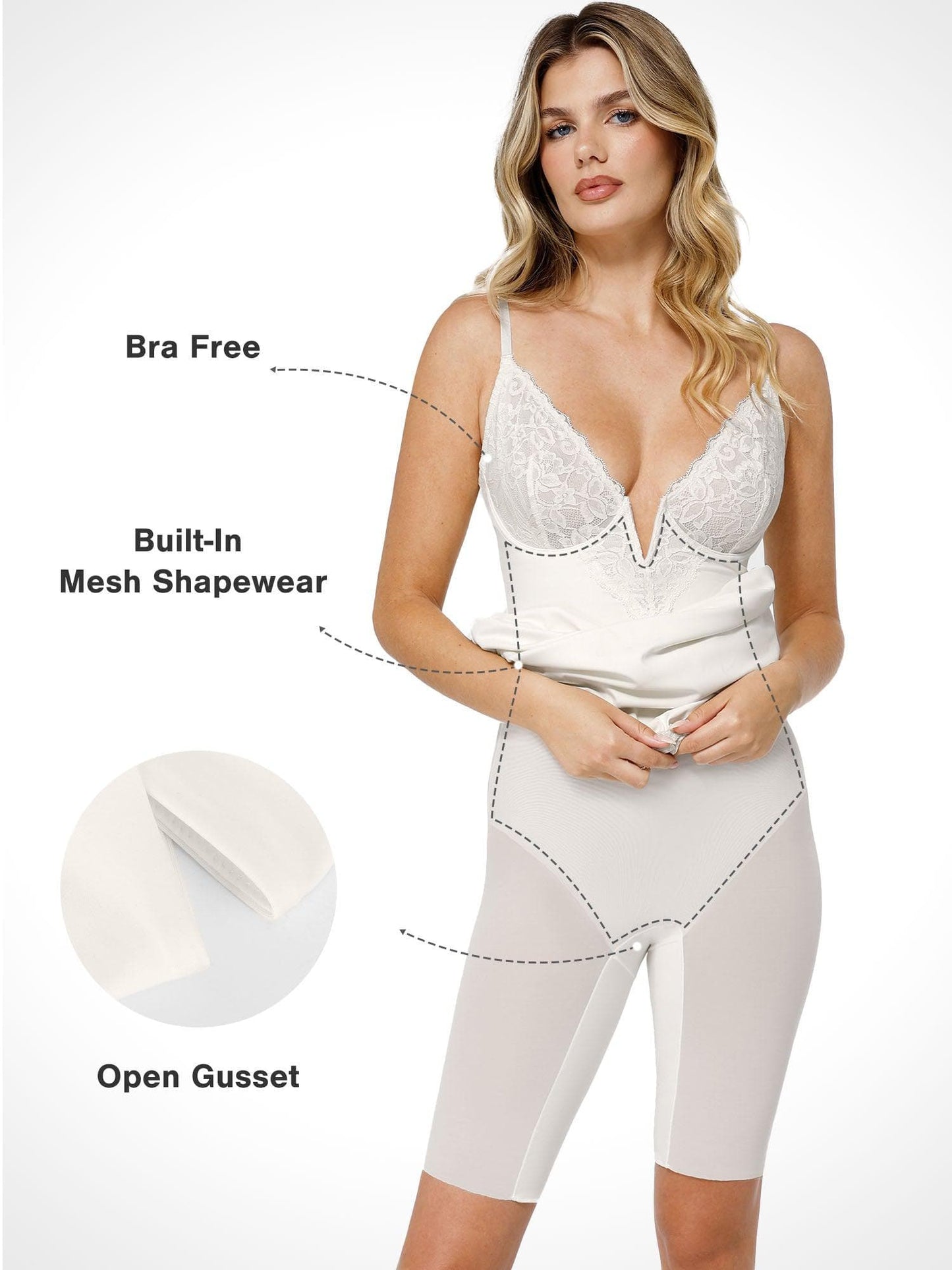 Das Shapewear-Kleid V-Ausschnitt Spitze Midi