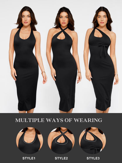 Das Shapewear-Kleid rückenfrei Neckholder Midi