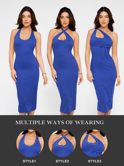 Das Shapewear-Kleid rückenfrei Neckholder Midi