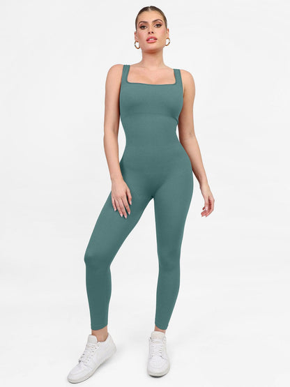 Der Shapewear-Overall mit nahtlosem, quadratischem Ausschnitt, einteilig, Sport