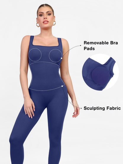 Der Shapewear-Overall mit nahtlosem, quadratischem Ausschnitt, einteilig, Sport