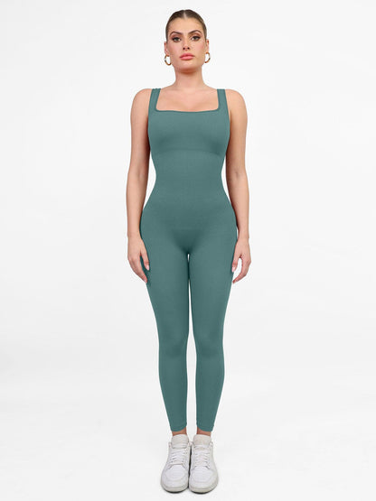 Der Shapewear-Overall mit nahtlosem, quadratischem Ausschnitt, einteilig, Sport