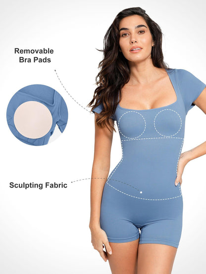 Combinaison de sport côtelée sans couture Shapewear