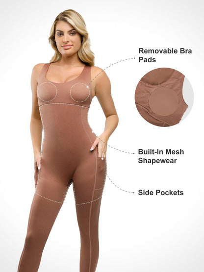 Der Shapewear-Overall mit U-Ausschnitt, einteilig, zur Oberschenkelstraffung