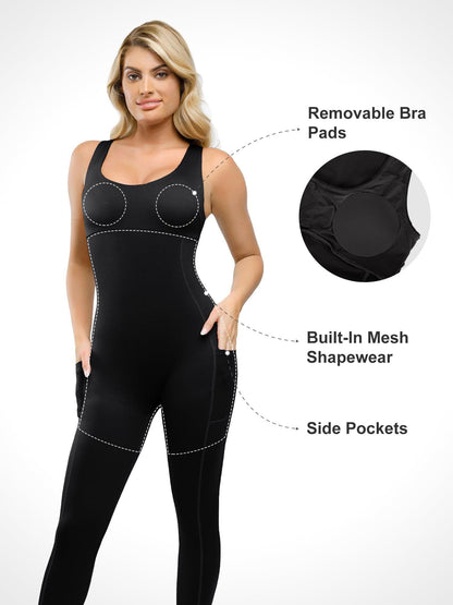 Der Shapewear-Overall mit U-Ausschnitt, einteilig, zur Oberschenkelstraffung