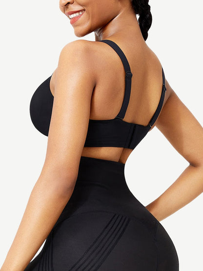 Soutien-gorge gainant noir sans coutures en gros avec coussinets amovibles et ajustement serré