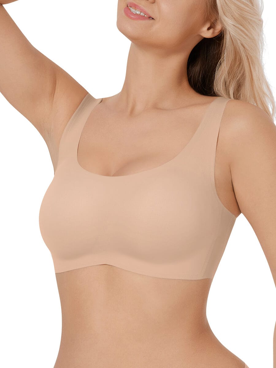 Soutien-gorge confortable et non marquant avec design à colle goutte qui soutient la poitrine froncée