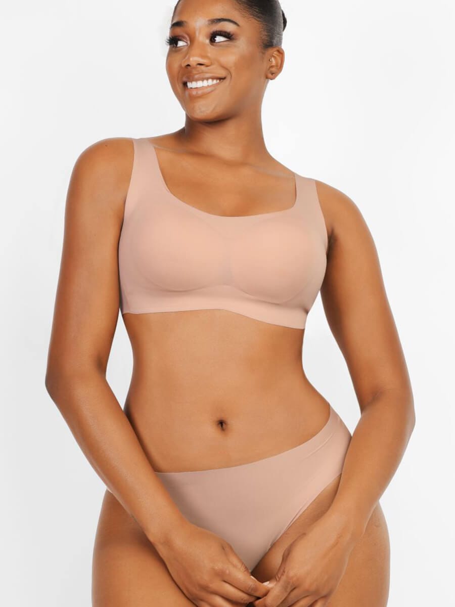 Soutien-gorge confortable et non marquant avec design à colle goutte qui soutient la poitrine froncée